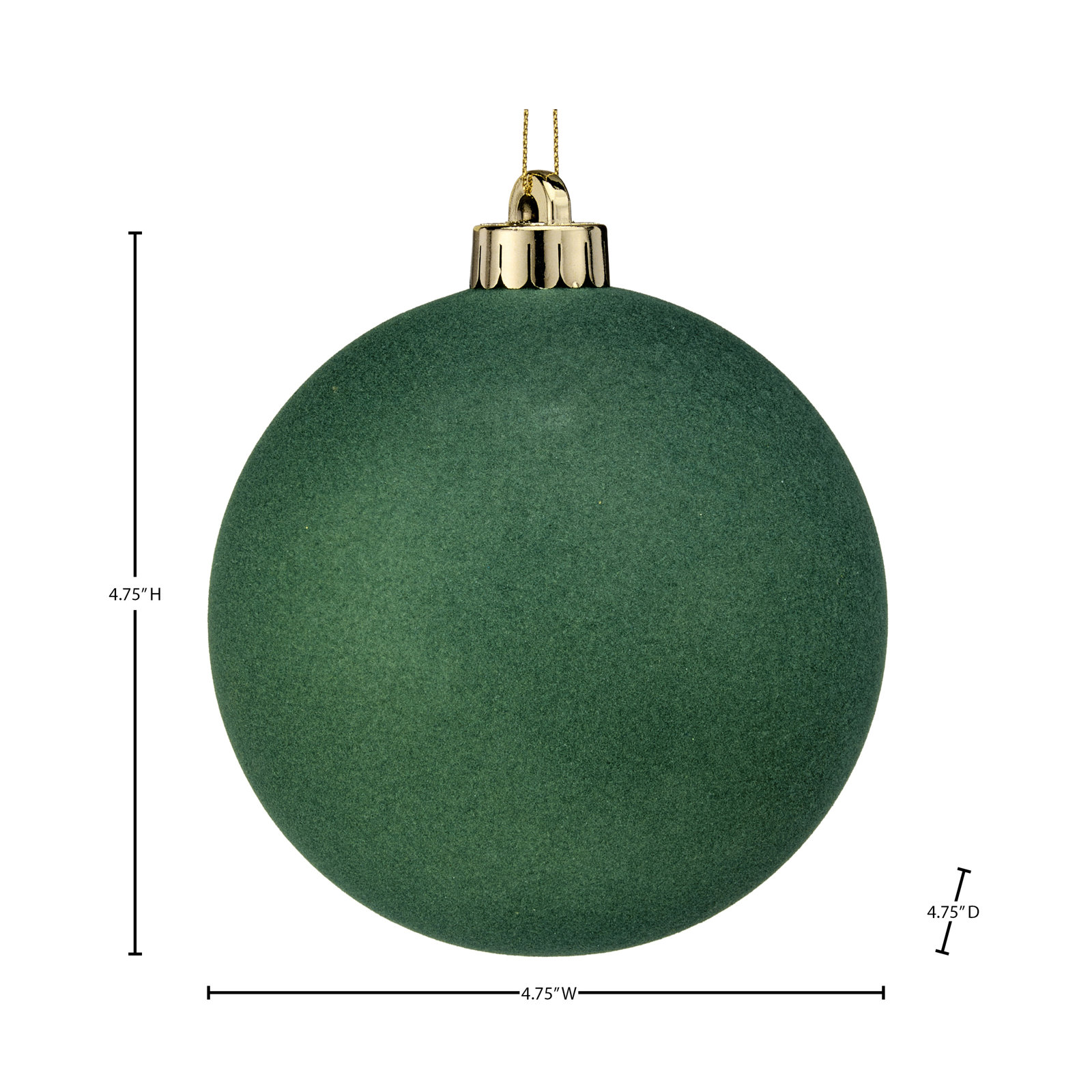 120Mm Shatterproof Flocked Ball Ornament, Green