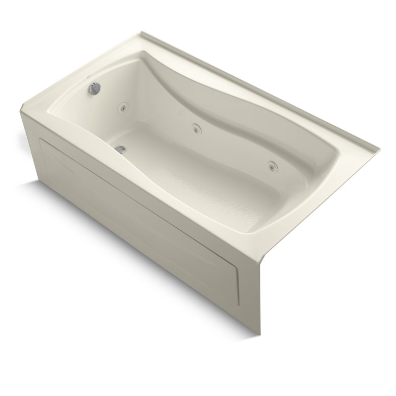 Mariposa 66" x 36" Alvover/Tile in Whirlpool Acrylic Bathtub, White, Left, No