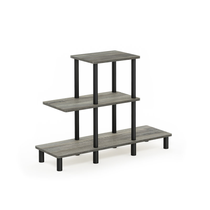94cm W Plastic Shelving Unit, French Oak Grey/Black