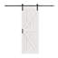 84"H x 84"W Solid Core Wood, K Shape Sliding Barn Door with Installation Hardware Kit & Soft Close (2 Doors)-118014015-69606569