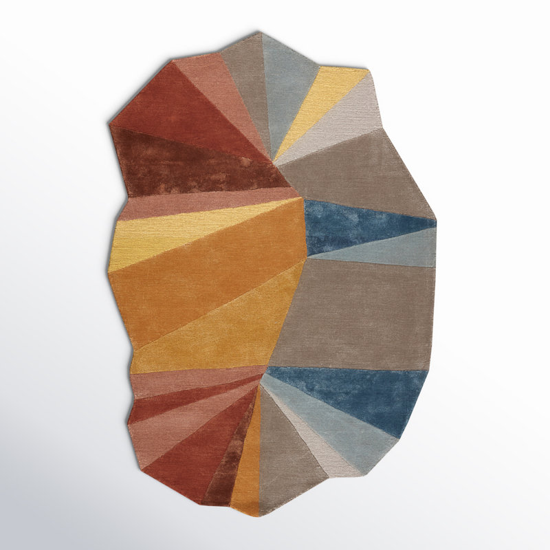 Stanford Handmade Tufted Yellow/Gray/Blue Area Rug, Rectangle 6' x 9'