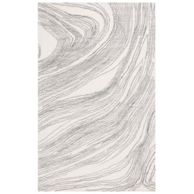 Kinata Ebony Hand Tufted Wool/Cotton Abstract Rug in Ivory/Gray