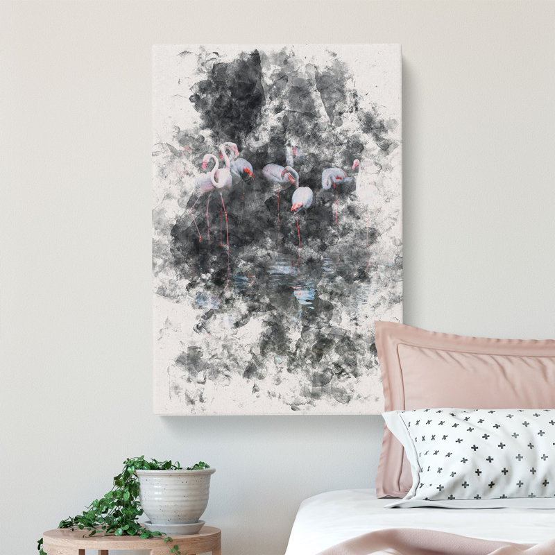 Reflection Of Flamingos - Wrapped Canvas, 76cm H x 50cm W x 3cm D