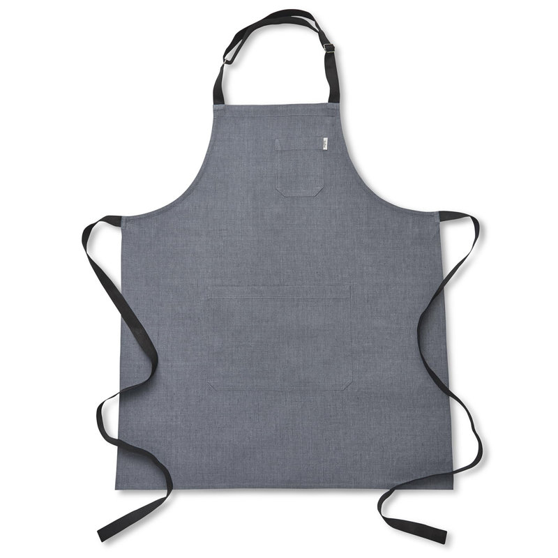  100% Pure Linen Apron - Classic Linen Apron, Gray / Black, 33 x 30 in