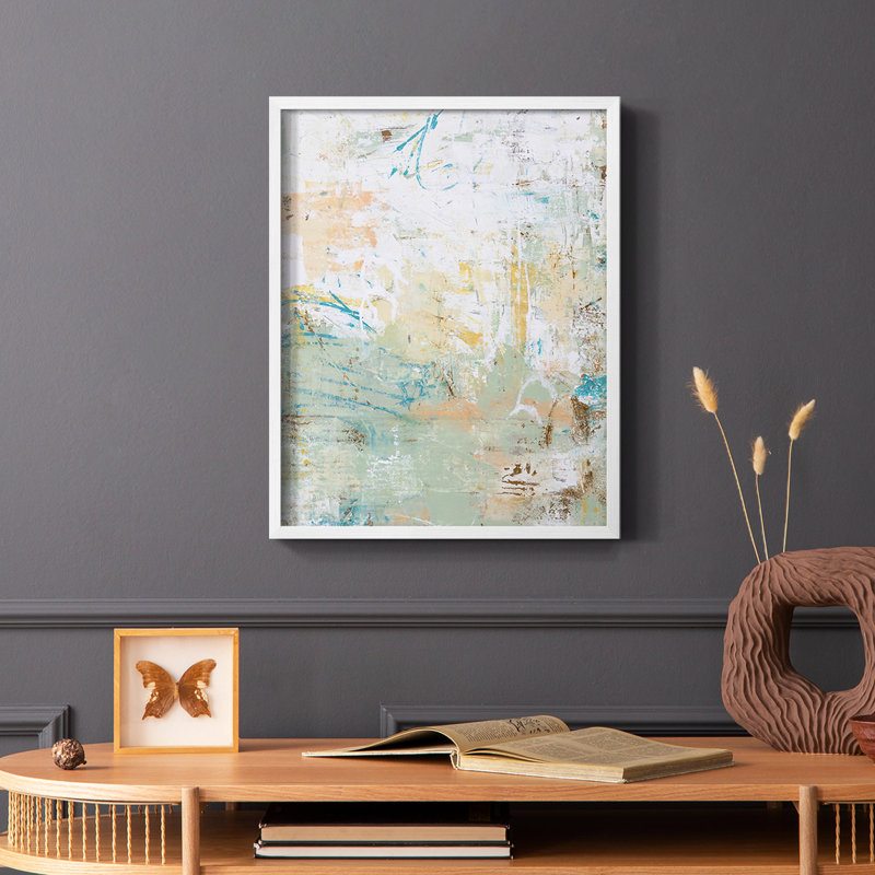 Island Jungle Framed Print - Solid Wood, White, 10" H x 8" W