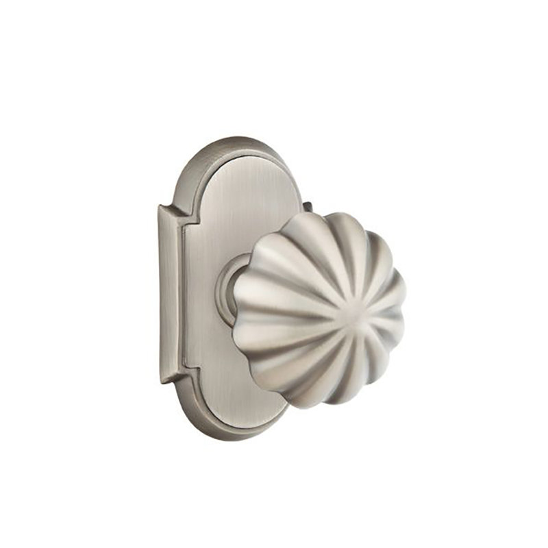 Ensemble de boutons de confidentialité Emtek avec bouton rosette et melon n ° 8, Étain