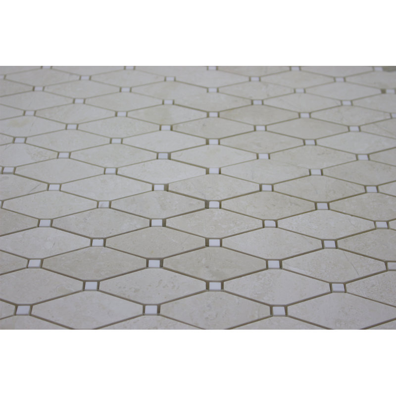 2" x 4" Marble Octagon and Dot Mosaic Tile
