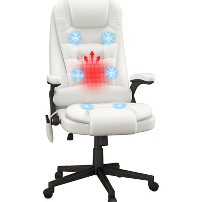 White Pu Leather Chair With Vibration Massage & Back Support Seat Function