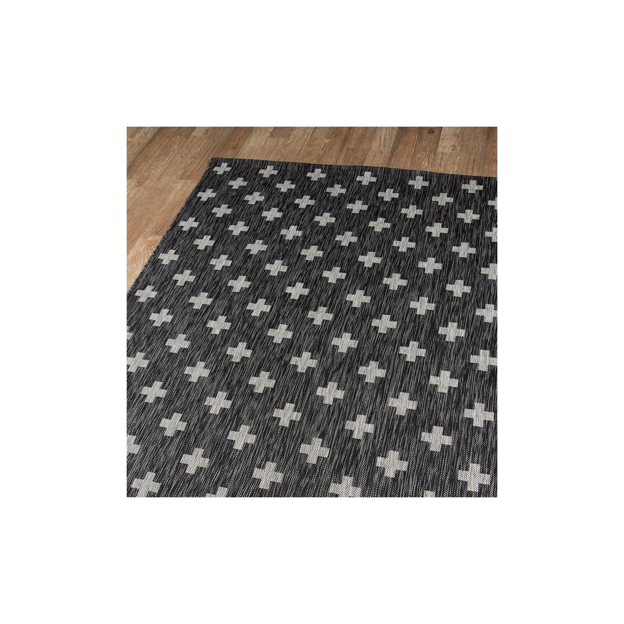Umbria Striped Indoor / Outdoor Area Rug, Charcoal , Runner 2'7" x 7'6"