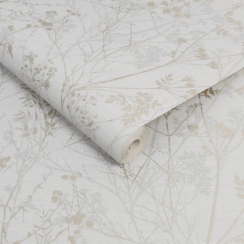 Superfresco Hedgerow Grey Pale Gold 10m x 52cm Matte Wallpaper Roll