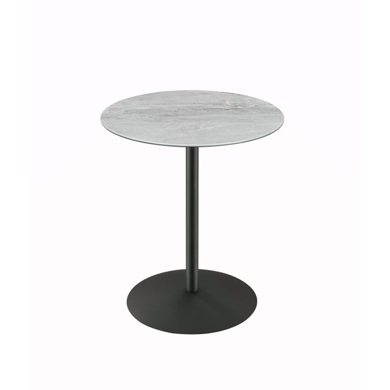 Table de bout l 17,5 po avec plateau texturé en marbre gris, Blanc / Gris