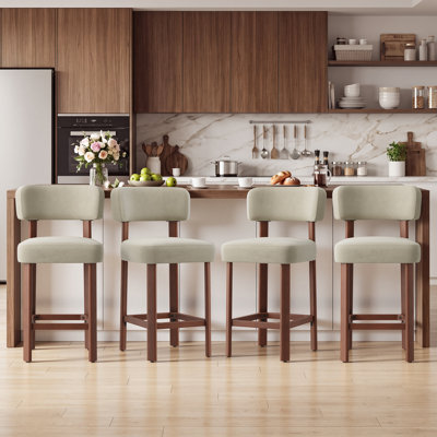 Centa Upholstered Bar Stool with Solid Wood Frame