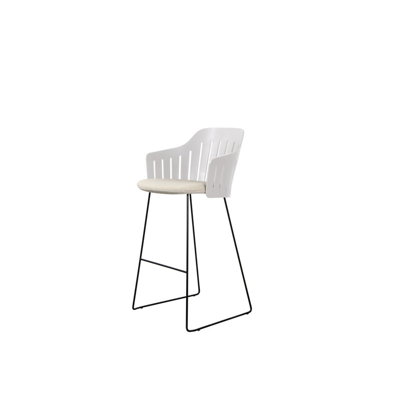 Choice Chair Outdoor and Bar Sledge Steel Base with Sand Upholstery Cane-line Free Seat Cover, White/Black