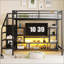 Lit mezzanine double en métal avec meuble télé-594692570