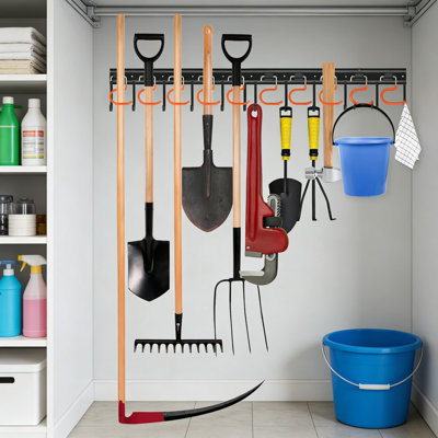 Organisateur mural d'outils en métal robuste avec crochets réglables pour garage, remise, jardin