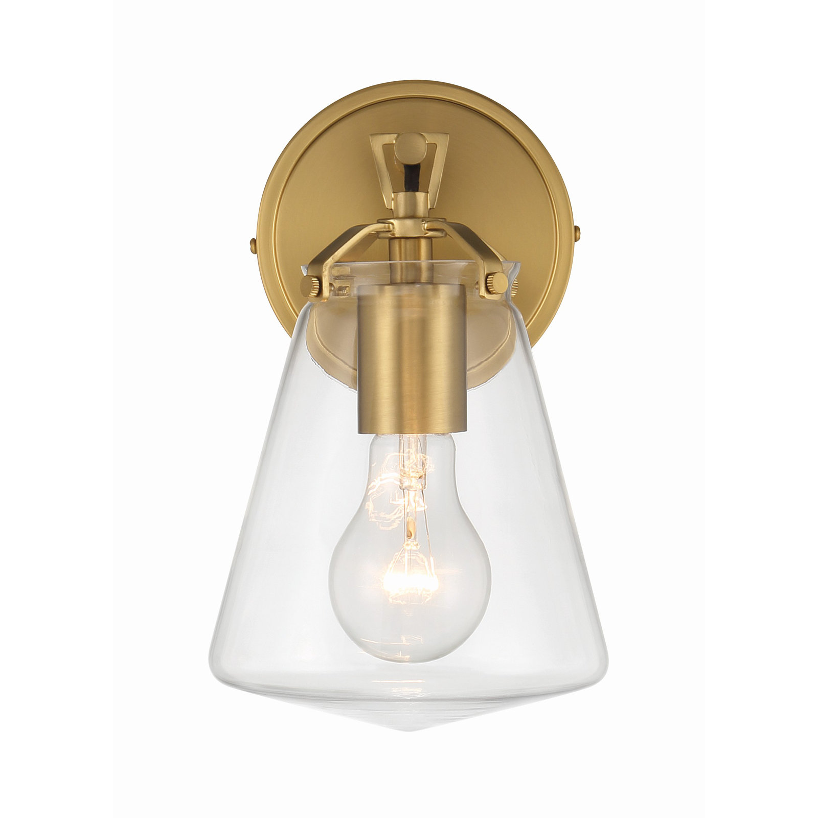 Single Light Dimmable Armed Sconce, Luxe Gold