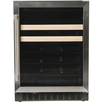 Azure Home Products 23.5'' W Built-In 154 Cans (12 oz.) 5.1 Cubic Feet Beverage Cooler with Wine Storage and Reversible Door