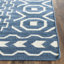 Tapis géométrique tissé à la main en laine / coton Rodgers bleu foncé / ivoire-1973195779