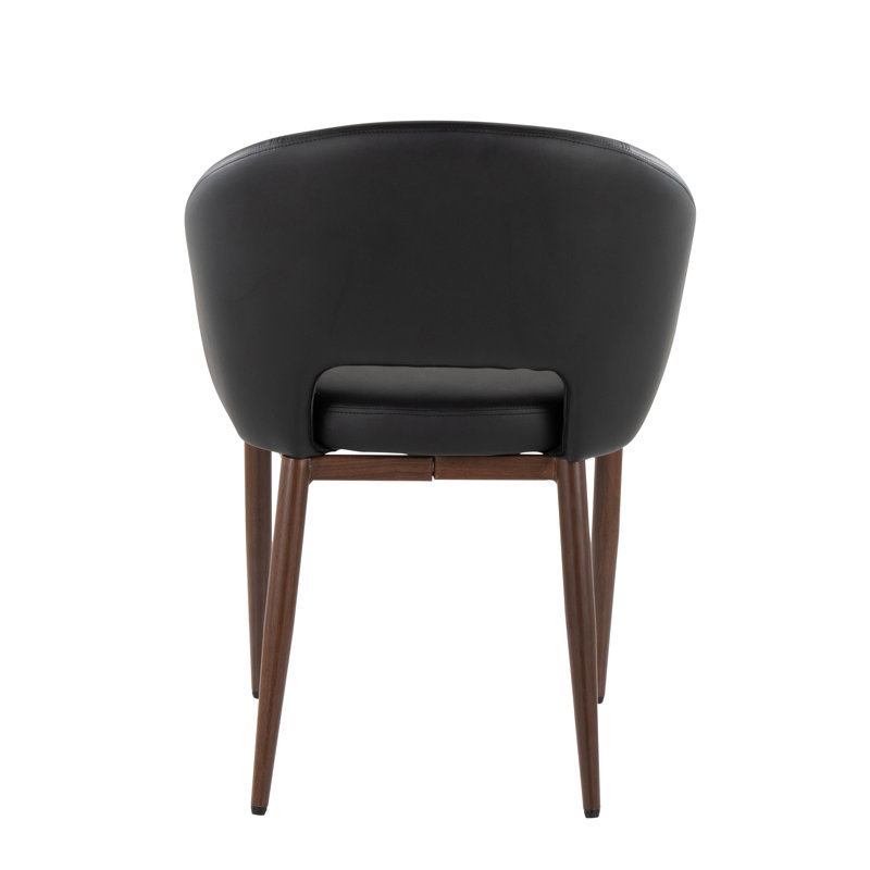 Chaise en métal noyer et similicuir noir