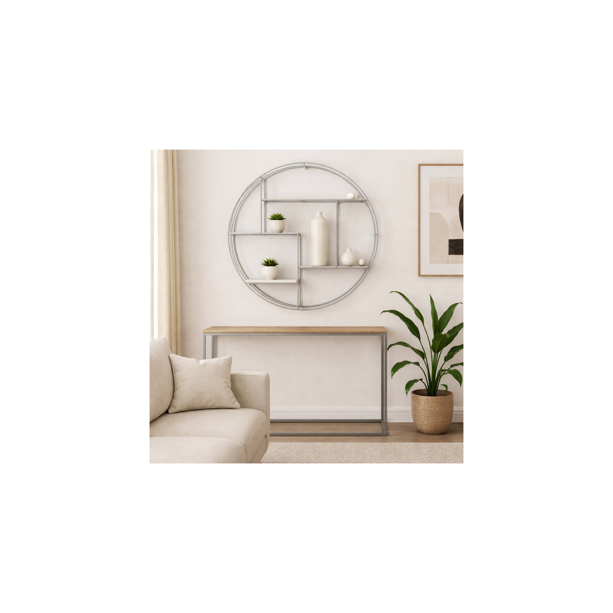 Sagebrook Home Kittle Modern Glam Iron and Wood Wall Storage Shelf, Silver