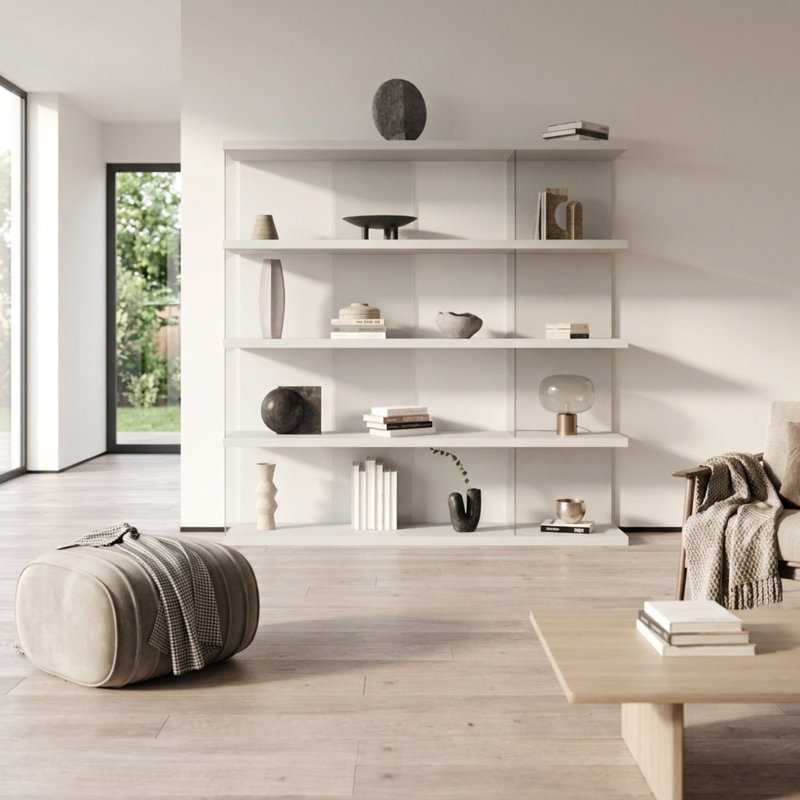 Gravity 70.9" Bookcase with Matte Finish, White