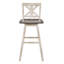 Ensemble de 2 chaises de bar en bois d'hévéa massif pivotant à 360 ° à hauteur de pub en X - blanc + gris + bois massif + rustique-704882508