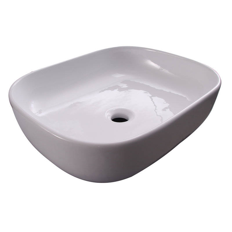 Lavabo de salle de bain vasque rectangulaire en porcelaine vitreuse Paulette