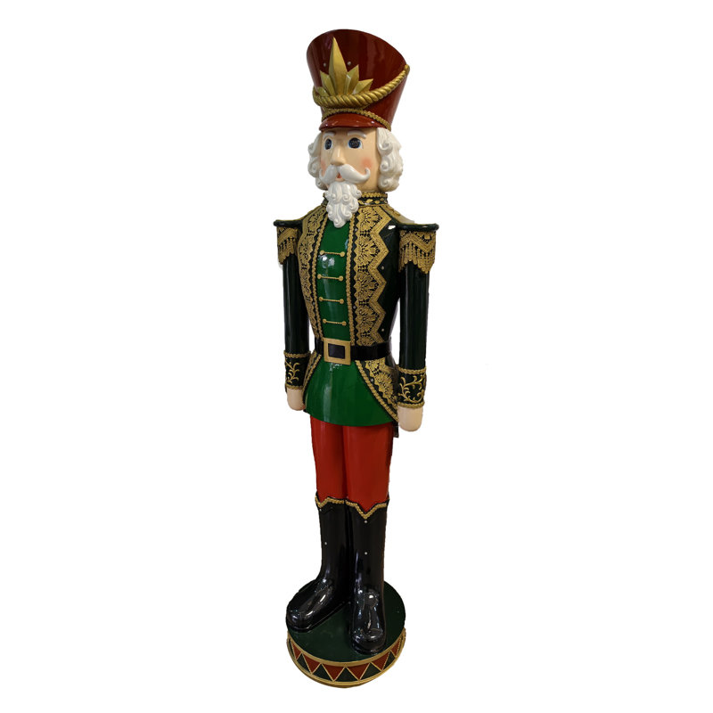 62" Lighted Green Uniform Nutcracker Soldier Christmas Decoration