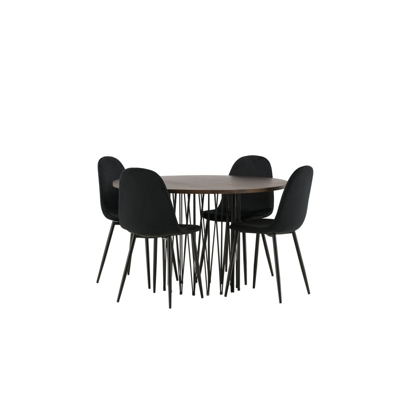 Charles 4 - Person Dining Set, Black, Black