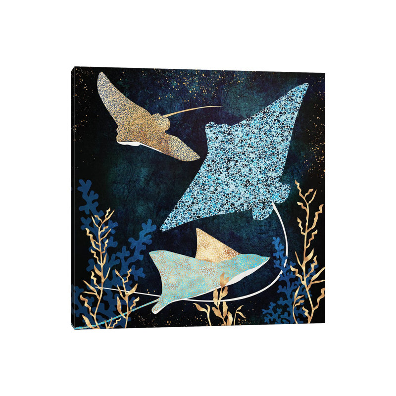 Stingray métallique II - imprimé, H 18 po x l 18 po x 1,5 po, Toile tendue
