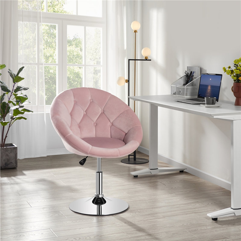 Mavin Velvet Swivel Barrel Chair, Pink Velvet