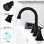 Robinet de salle de bain espacé noir mat 8 po - 2 poignées, 3 trous, bec pivotant sur 360 °, résistance à la corrosion et évier la longévité-123061769