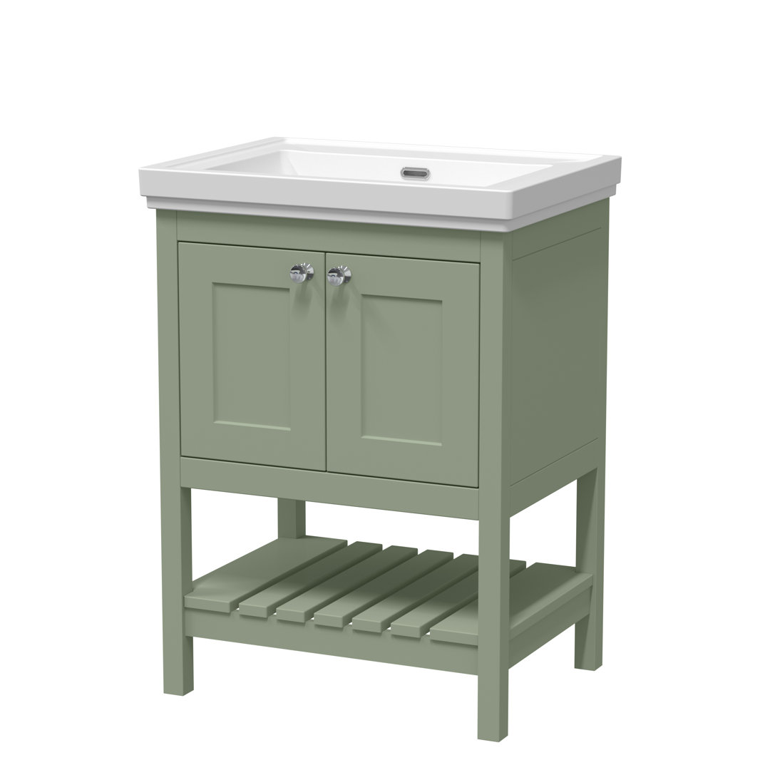 Bexley 600mm Free Standing Single Bathroom Vanity with Fireclay Top