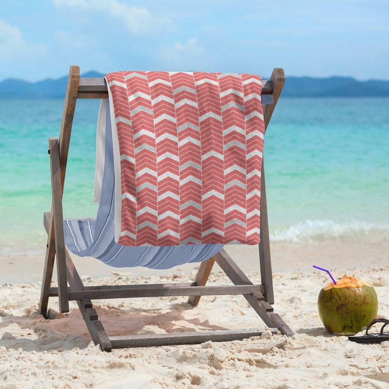 Stephenie Beach Towel, Red/Light Gray