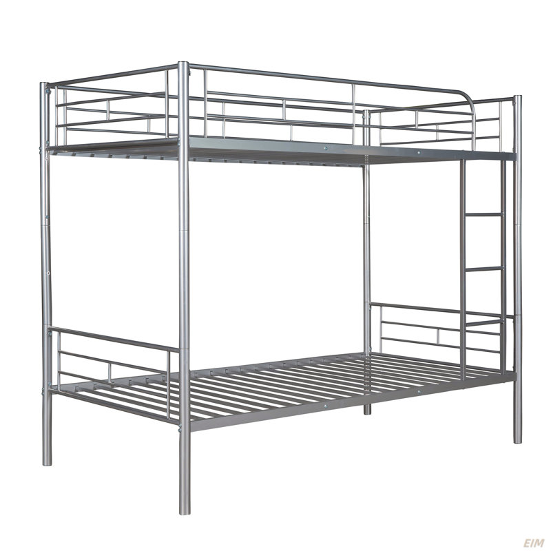 Twin Over Twin Metal Bunk Bed (Bed), Silver