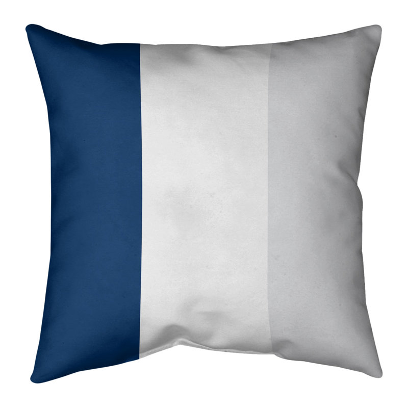 Striped Linen Reversible Throw Pillow, 16" x 16", Navy/White/Gray