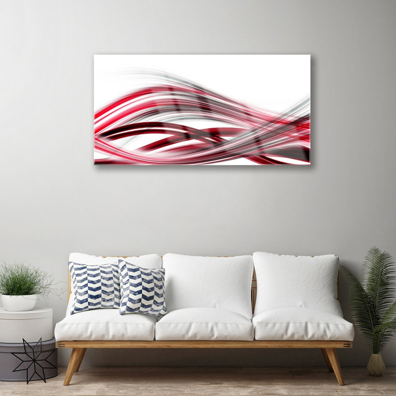Art Abstract Art - No Frame Print on Glass, Pink/Red/White