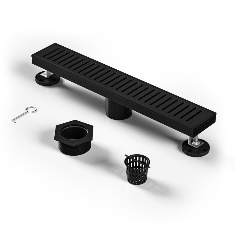 Voltaire 18" Stainless Steel Linear Shower Drain, Matte Black