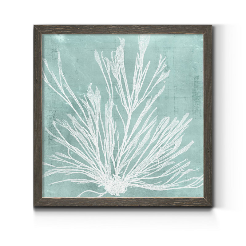 Algue sur Aqua IX-imprimé, H 31,5 po x l 31,5 po x P 1,5 po, Toile avec cadre gris