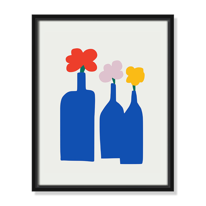 «Bold Blooms Trio Print» par Dean, Framed Canvas, L 12,5 po x H 15,5 po, Cadre flottant noir