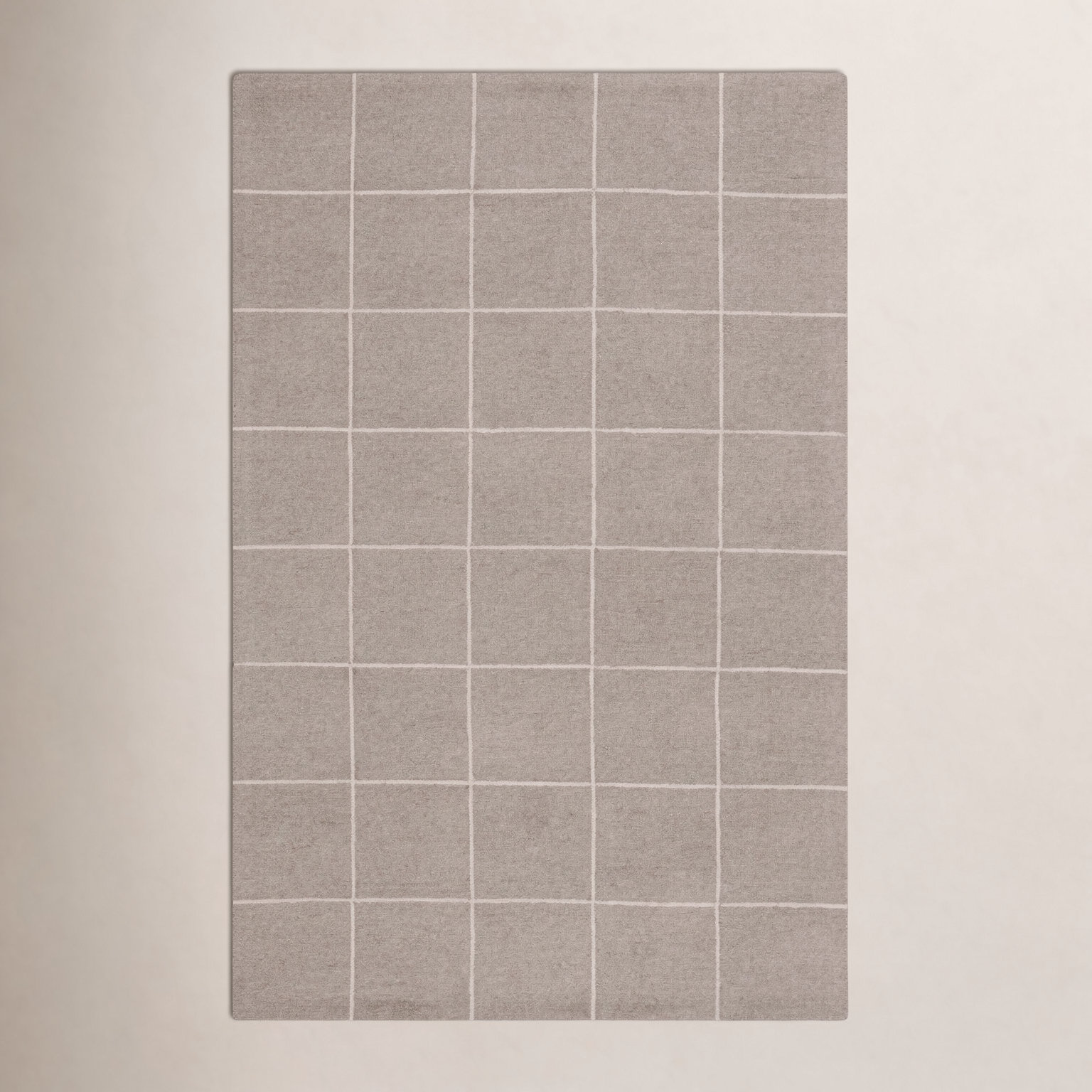 Beige Hand-Tufted Geometric Wool Rug, Rectangle 5' x 8'