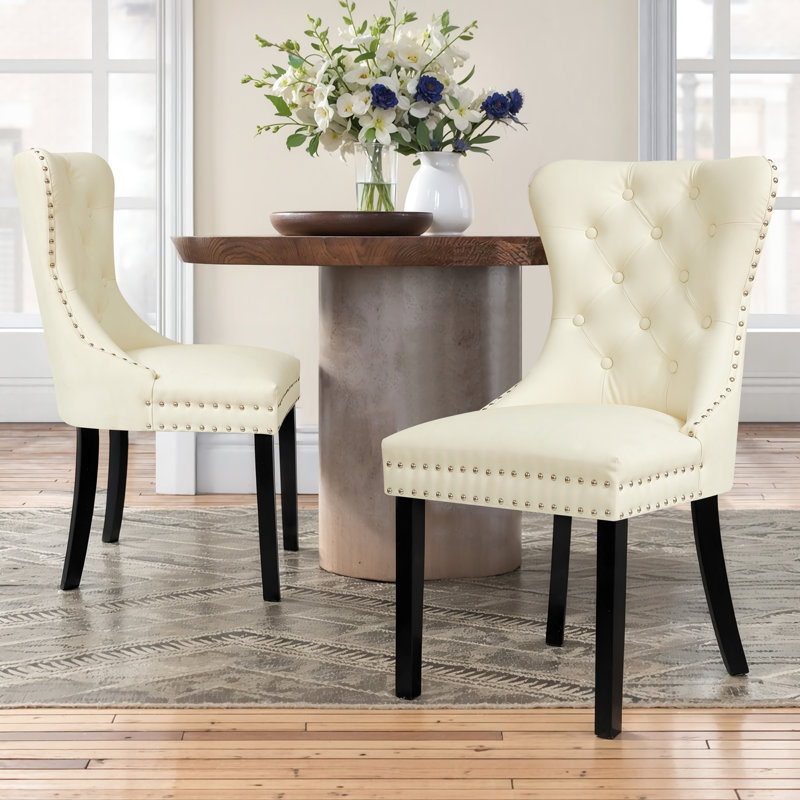 Chaise parsons rembourrée Seita, Blanc/Noir, 2