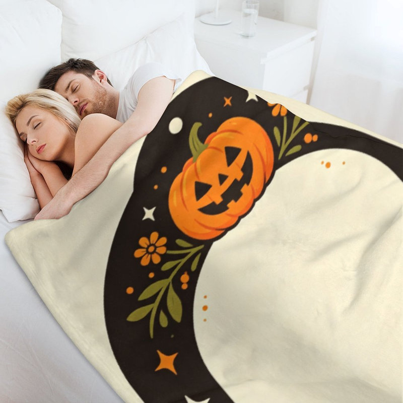 Jeté Halloween en flanelle de citrouille d'Halloween (1), couverture douce et chaude pour le canapé-lit du salon, 60 x 80 po
