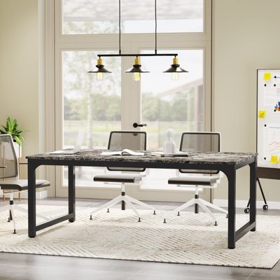Solid Wood Rectangle Conference Table with 1 Chairs