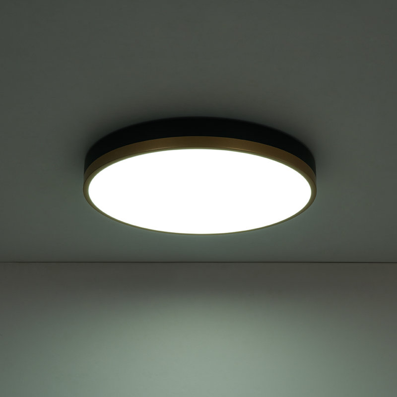 Plafonnier encastré rond à intensité variable et double intensité DEL, Noir mat / Or