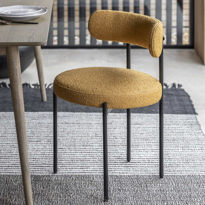 Antwanisha Boucle Upholstered Dining Chair, Yellow
