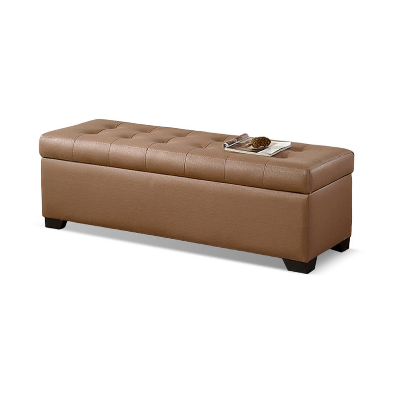  Banc de rangement rembourré brun foncé en polyester avec banc d'entrée, Brun noisette, H 15,75 po x l 55,12 po x P 17,72 po
