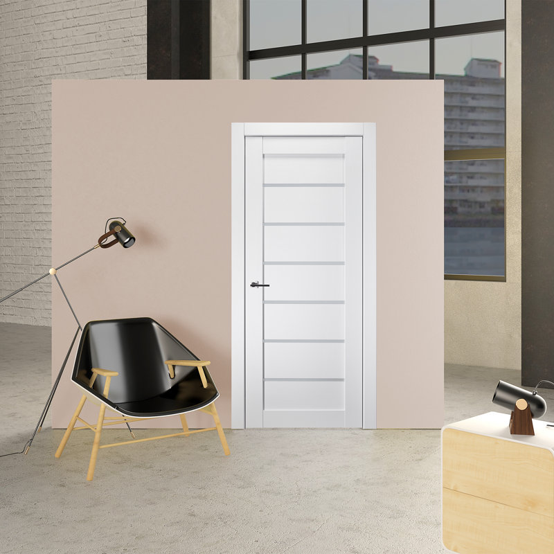 Porte intérieure pré-suspendue simple Alba, Oui, Blanc noble, 29,75 po x 83,23 po
