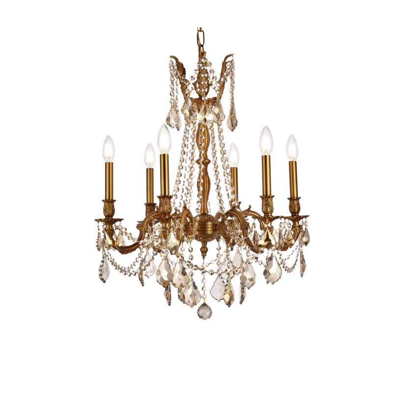 Ashmin Crystal Dimmable Classic / Traditional Chandelier, French Gold/Golden Teak (Smoky)/Royal Cut