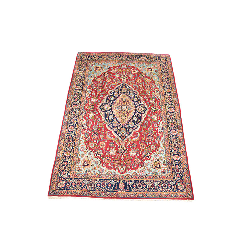 Tapis de zone one-of-kind à la main noué la bleu/rouge/crème 7 pi 6 po x 10 pi 9 po